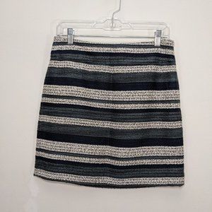NWT LOFT Mini Skirt Blue Green White Tweed Lined Wool Blend  size 4